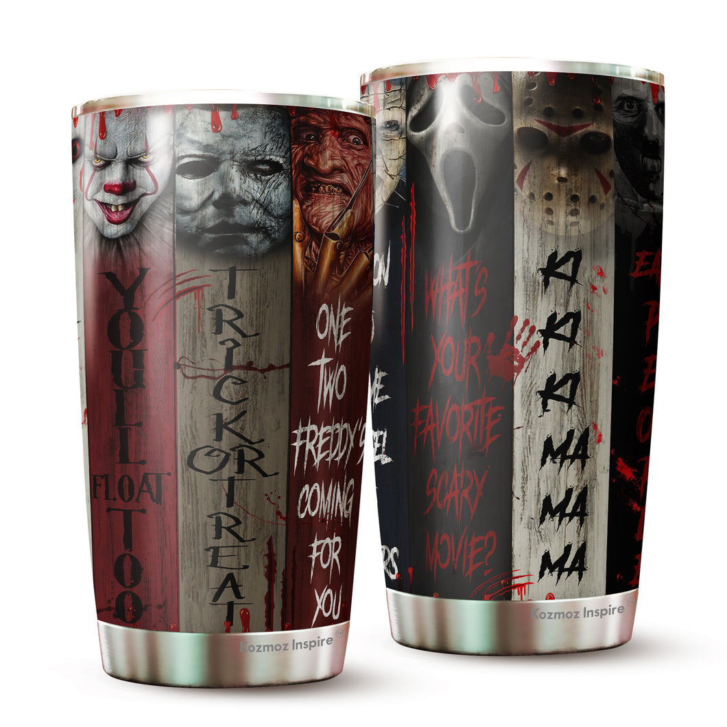 Horror Characters Tumbler - Halloween Tumbler - Christmas, Halloween, Birthday Gifts For Friends, Coworker, Men, Women – Michael, Freddy, Jason Lovers Tumbler - Tumbler 20 Oz