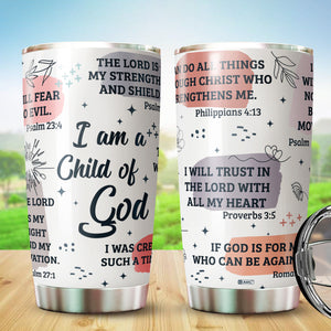 Christian Tumbler - Gifts for Christian Women - Bible Emergency Tumber - Motivational Coffee Tumbler - Gift Ideas for Christian Men, Women, Friend, Coworkers - I Am A Child of God Tumblers 20 Oz