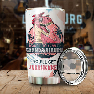 Grandma Gifts - Mothers Day Gifts For Grandma - Don't Mess With Grandmasaurus You'll Get Jurasskicked Mug For Grandmother on Christmas, Birthday - 20 Oz Tumbler Gift For Grammy From Grandchildren