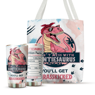 Gifts For Aunt - Best Aunt Gifts - Mothers Day Gift For Aunt Christmas Gifts For New Aunt - Don't Mess with Auntiesaurus You'll Get Jurasskicked Mug For Aunt Gifts From Niece And Nephew 20 oz Tumbler