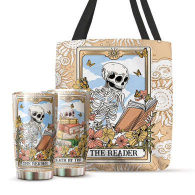 Nuken Book Lovers Gifts - The Reader Death by TBR - Accessories For Reading Lovers - The Tarrot Reader Tumbler 20oz
