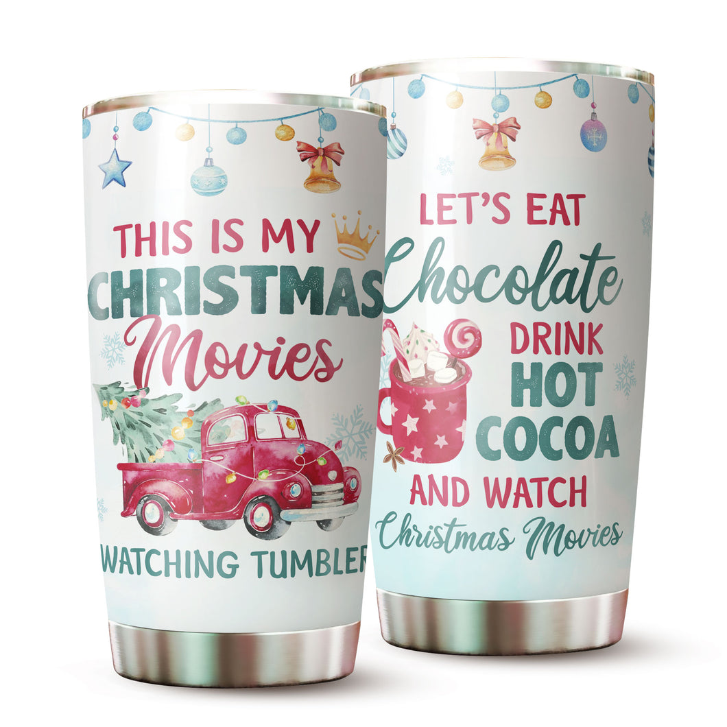 Christmas Movie Gifts - This Is My Christmas Movies Watching Tumbler Cup - Christmas Vacation Mug - Christmas Gifts For Men, Women - Xmas Gifts For Friends, Family, Coworkers - 20oz Tumbler