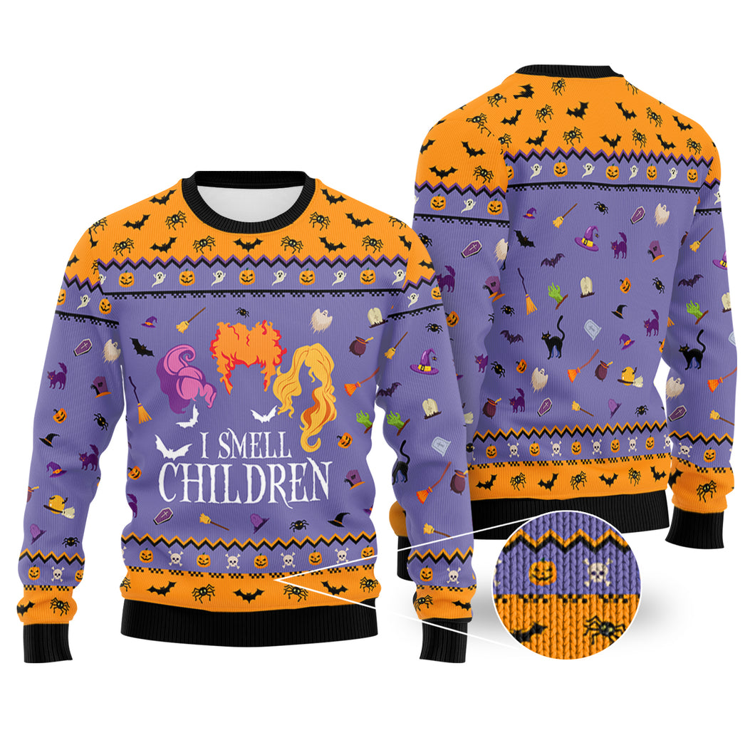 Halloween Gifts - Halloween Costumes - Ugly Halloween Sweaters For Women - I Smell Children Ugly Sweater - Sanderson Sisters Sweater For Men, Friends, Coworkers On Christmas, Birthday