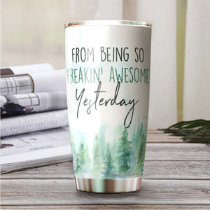 Kozmoz Inspire I'm Trying To Be Awesome Today But I'm Exhausted From Being So Freakin' Awesome Yesterday Tumbler 20 Oz - Funny Work Tumbler for Co-Worker, Friend, Family, Birthday, Christmas