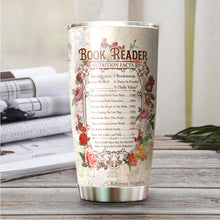 Load image into Gallery viewer, Book Reader Nutrition Facts Tumbler - Book Lover Tumbler For Women - Gifts for Book Lovers - Librarian Gifts for Women - Birthday Gifts For Book Lovers Women - Tumbler 20oz