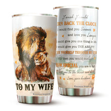 Load image into Gallery viewer, Kozmoz Inspire To My Wife Lion Couple Tumbler 20 Oz - Wife Travel Coffee Mug - Tumbler Gifts for Wife, Her, Women&#39;s Day, Wife&#39;s Birthday, Aniversary, Mothers Day 2022