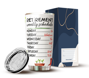 Kozmoz Inspire Retired Schedule Calendar Tumblers 20 Oz Gifts for Coworkers Office & Family - Retirement Gifts for Women Men Dad Mom Tumblers