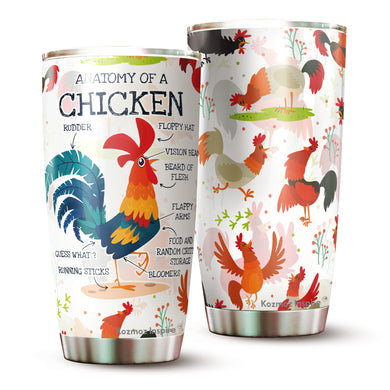Kozmoz Inspire Chicken Anatomy Tumbler 20 Oz - Chicken Lovers Mug Gifts - Farmer Gifts For Men Women, Grandma Grandpa Tumbler Gift, Mothers Day Fathers Day Gifts, Sarcasm Tumbler 20 oz