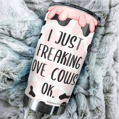 Kozmoz Inspire I Just Love Cows Cow Tumbler 20 Oz - Chicken Lovers Travel Coffee Mug Gifts - Farmer Gifts for Men Women, Grandma Grandpa Mug Gift, Mother Father Gifts 2022