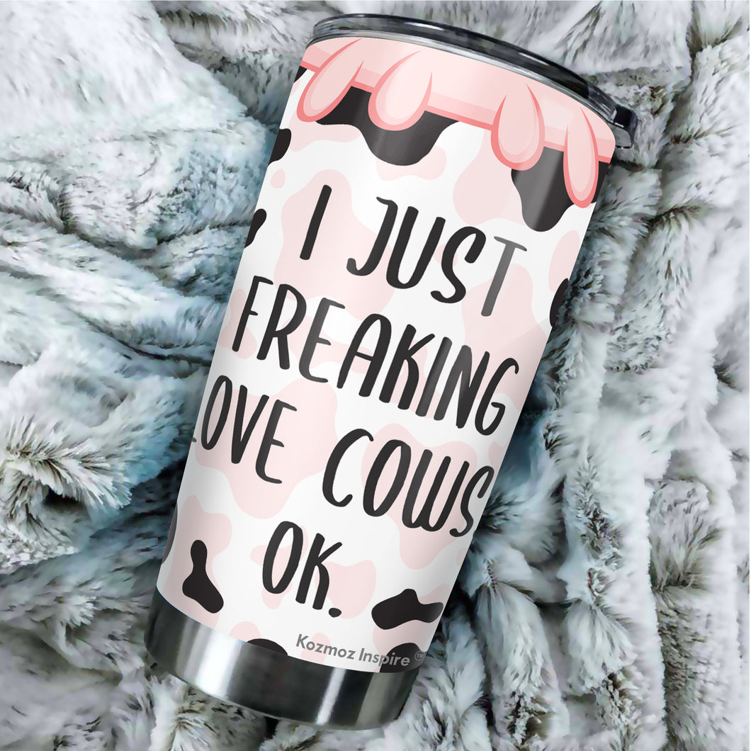 Kozmoz Inspire I Just Love Cows Cow Tumbler 20 Oz - Chicken Lovers Travel Coffee Mug Gifts - Farmer Gifts for Men Women, Grandma Grandpa Mug Gift, Mother Father Gifts 2022