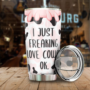 Kozmoz Inspire I Just Love Cows Cow Tumbler 20 Oz - Chicken Lovers Travel Coffee Mug Gifts - Farmer Gifts for Men Women, Grandma Grandpa Mug Gift, Mother Father Gifts 2022