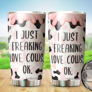 Kozmoz Inspire I Just Love Cows Cow Tumbler 20 Oz - Chicken Lovers Travel Coffee Mug Gifts - Farmer Gifts for Men Women, Grandma Grandpa Mug Gift, Mother Father Gifts 2022