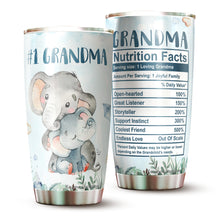 Load image into Gallery viewer, Kozmoz Inspire Grandma Nutrition Facts Tumbler 20 Oz Gifts - Mothers Day Gifts for Grandma - Best Grandma Gifts, Birthday Gifts for Grandma Tumbler, Grandma Elephant Tumbler