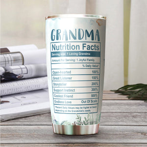 Kozmoz Inspire Grandma Nutrition Facts Tumbler 20 Oz Gifts - Mothers Day Gifts for Grandma - Best Grandma Gifts, Birthday Gifts for Grandma Tumbler, Grandma Elephant Tumbler