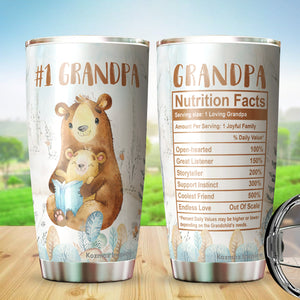 Kozmoz Inspire Grandpa Nutrition Facts Tumbler 20 Oz Gifts - Grandpa Mug Father's Day Present Gifts for Grandpa - Grandpa Birthday Gifts from Grandkids, Grandpa Bear Tumbler 20 Oz