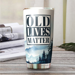 Old Lives Matter Tumbler 20 Oz - Funny Retirement or Birthday Gifts for Men - Unique Gag Gifts for Dad, Grandpa, Old Man, or Senior Citizen - Elderly Senior Gifts for Men and Women