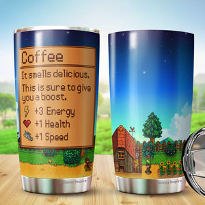 Coffee It Smells Delicious Tumbler 20 Oz - Tumbler for Gamers - Video Game Tumbler - Gift for Gamers - Birthdays Christmas Tumbler Gift