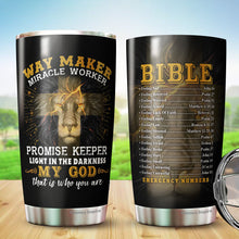 Load image into Gallery viewer, Way Marker Miracle Worker Promise Keeper Tumbler - Bible Emergency Number Tumbler - Lion Christian Tumbler - Christian Gifts For Men, Women, Coworker On Christmas, Birthday…