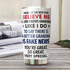 Best Grandma Ever Tumbler 20Oz - Great Grandma Trump Tumbler - Funny Trump Gift For Grandma - Birthday, Christmas, Mother's Day Tumbler Gifts for Grandma