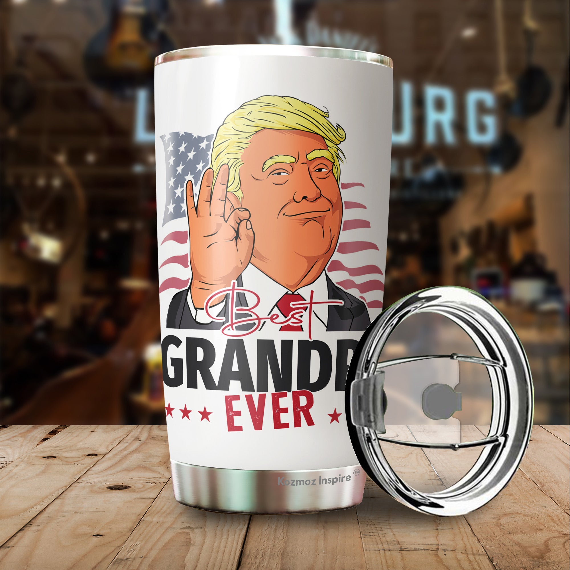 Zzkol Gifts for Grandpa - Great Grandpa Tumbler with Lid and Straw, Funny Birthday Gifts, American Flag Camo Camouflage Stainless Steel Travel