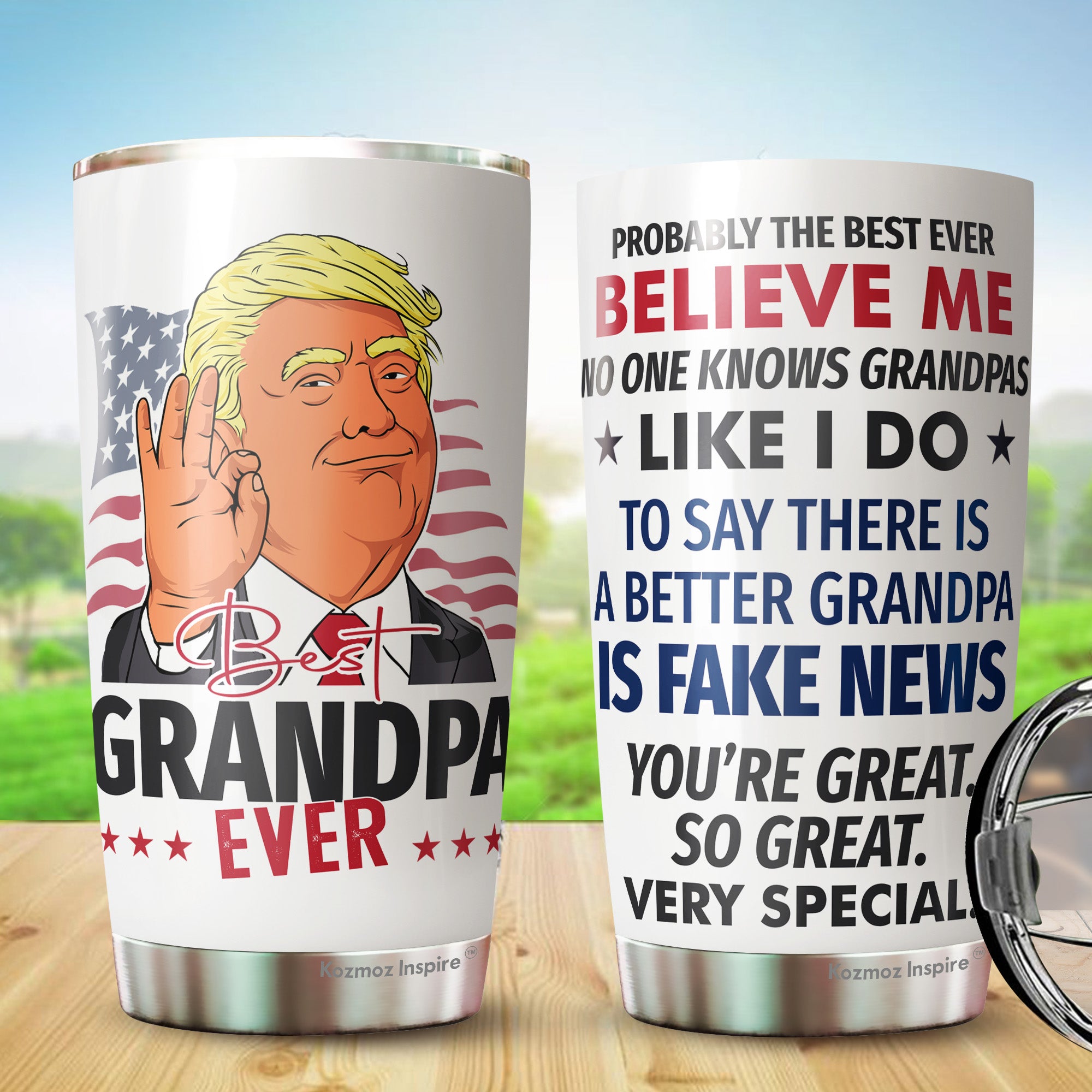 Best Grandpa Ever Tumbler 20Oz - Great Grandpa Trump Tumbler