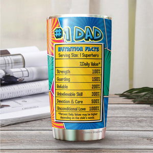 Super Dad My Hero Tumbler - Dad Hero Tumbler - Number 1 Dad Tumbler - #1 Dad Tumbler - #1 Dad Nutrition Facts Tumbler - Birthday Gift For Father From Daughter, Son, Kids…