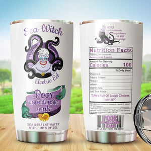 Villains Tumbler - Sea Witch Tumber - Villains Nutrition Facts Tumblers - Poor Unfortunate Souls Coffee Tumbler - Birthday Gifts For Her, Women, Men, Coworker, Friends - Tumbler 20 Oz