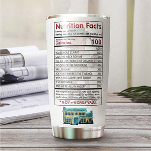 Christmas Vacation Tumbler - Nutrition Facts Coffee Tumbler - Christmas Tumbler For Friends, Men, Women, Coworker - Tumbler 20 Oz