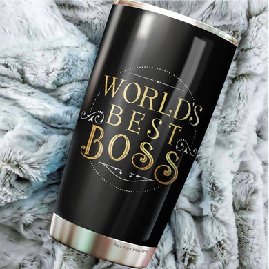 Kozmoz Inspire World's Best Boss Tumbler 20Oz – Boss Nutrition Facts Tumbler - Funny Boss Gifts for Women, Men, Manager, Female, Boss