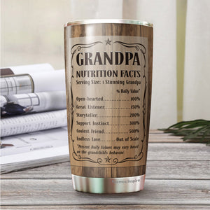Promoted to Grandpa Est 2022 – Grandpa Nutrition Facts Tumbler 20Oz - Gift for New Grandparents