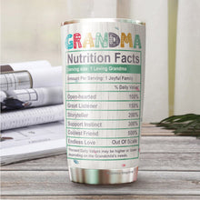 Load image into Gallery viewer, Promoted to Grandma Est 2022 – Grandma Nutrition Facts Tumbler 20Oz - Gift for New Grandparents