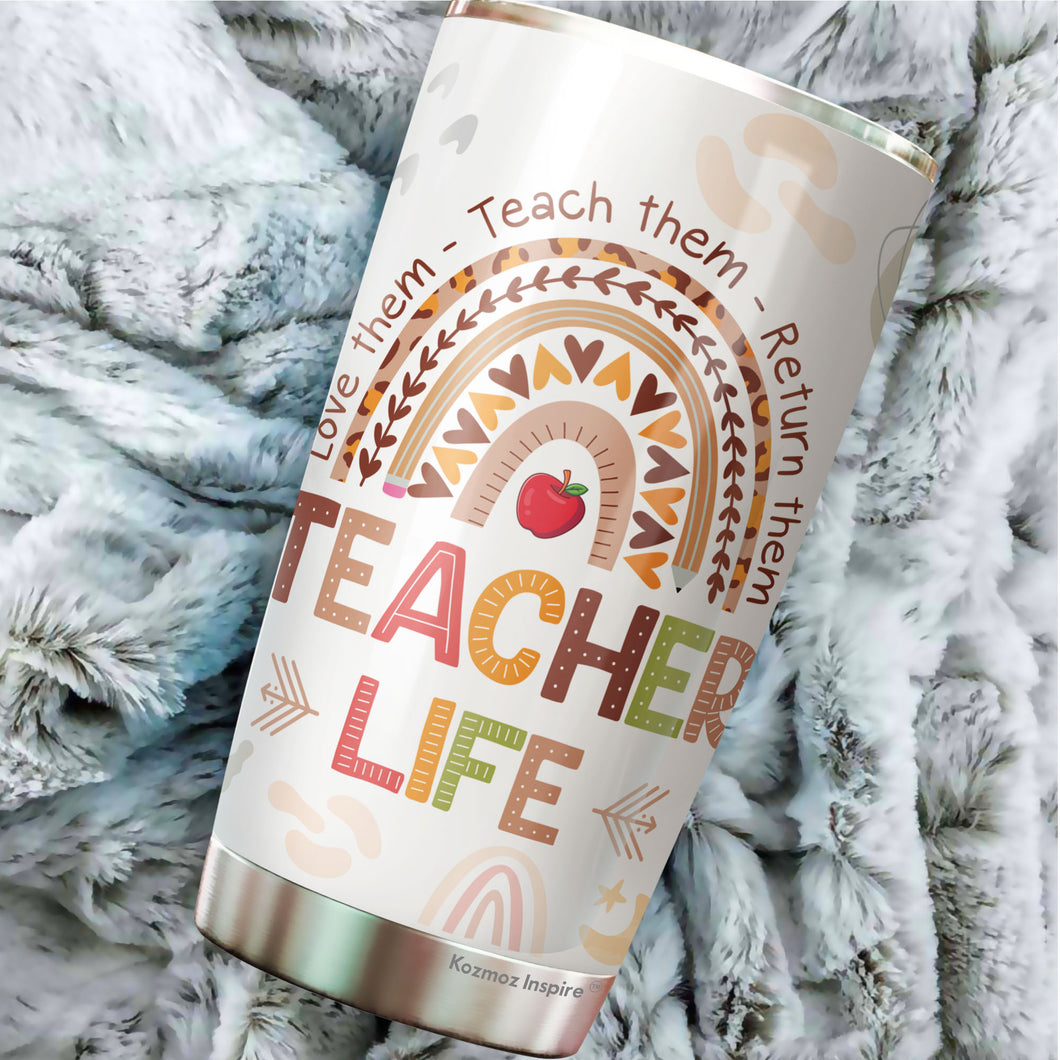 Teacher Life Tumbler - Teacher Coffee Tumbler - Gifts For Teacher - Teacher Gifts For Coworker, Colleagues, Men, Women - Tumbler 20 Oz…