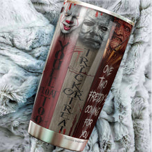 Load image into Gallery viewer, Horror Characters Tumbler - Halloween Tumbler - Christmas, Halloween, Birthday Gifts For Friends, Coworker, Men, Women – Michael, Freddy, Jason Lovers Tumbler - Tumbler 20 Oz