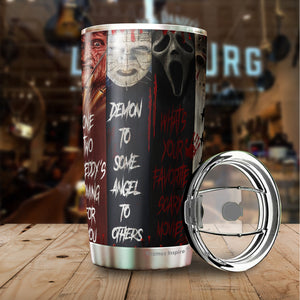 Horror Characters Tumbler - Halloween Tumbler - Christmas, Halloween, Birthday Gifts For Friends, Coworker, Men, Women – Michael, Freddy, Jason Lovers Tumbler - Tumbler 20 Oz