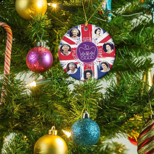 2022 Platinum Jubilee Christmas Ornament - Queen Elizabeth II Platinum Jubilee Commemorative - The Queen's Platinum Jubilee Emblem - Merry Christmas Tree Decoration Xmas Ceramic Ornaments