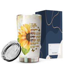 Load image into Gallery viewer, Gifts For Women - Sunflower Tumbler 20 Oz - You Are Inspiration You Are Beautiful Bible Verse Travel Mug For Best Friend Gifts - Women Gift For Christmas Holiday - Gifts For Mom, Aunt, Sister