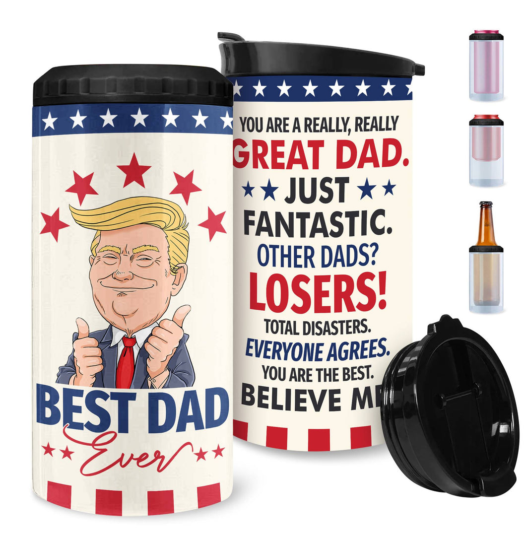 Best Dad Ever Gifts - Fathers Day Gift - Dad Gifts From Daughter Son - Gifts For Dad On Fathers Day Christmas - 4-in-1 Dad Tumbler Gifts 12oz Dad Fuel Can Cooler Tumblers Travel Mug Cup