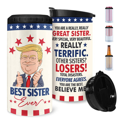 Best Sisters Gifts from Sister Can Cooler Tumblers Travel Mug Cup - 12oz Stainless Steel Insulated Can Coozie Travel Mug Birthday Gift from Soul Sister, Brother, Bestie