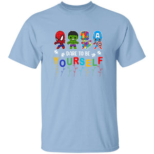 230217514 Dare To Be Yourself Autism Awareness Superheroes Funny T-Shirt, Autism Shirt, Autism Awareness Shirt, Funny Superhero Shirt G500B Youth 5.3 oz 100% Cotton T-Shirt