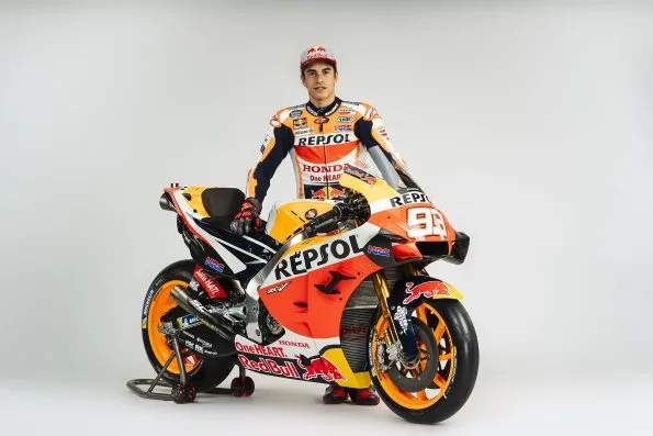 Marc Márquez with his 2020 Honda RC213V