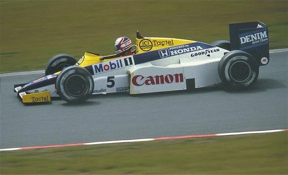 Nigel Mansell during practice for the German Grand Prix at Nürburgring