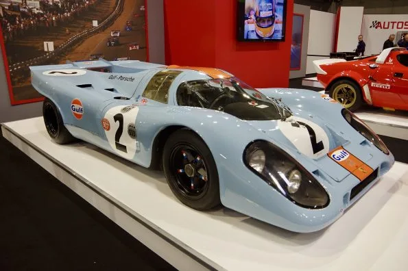 Steve McQueen's iconic film "Le Mans" made famous this 4.9-litre flat-12 air-cooled engine race car, built on a spaceframe chassis, which won the Le Mans 24 Hours in 1970 and 1971.
