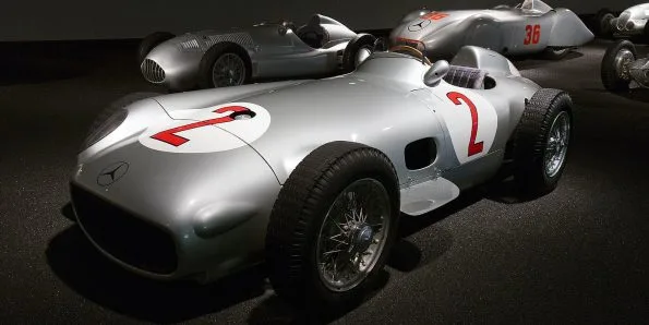 A Mercedes-Benz W196R in streamlined bodywork at the Mercedes-Benz Museum