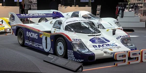 Porsche 956 in the blue and white Rothmans Porsche livery