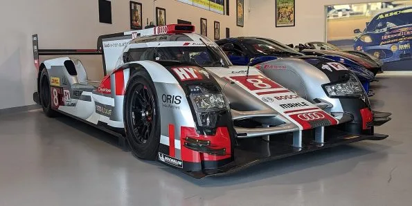 Audi R18 e-tron quattro Le Mans prototype in grey and red