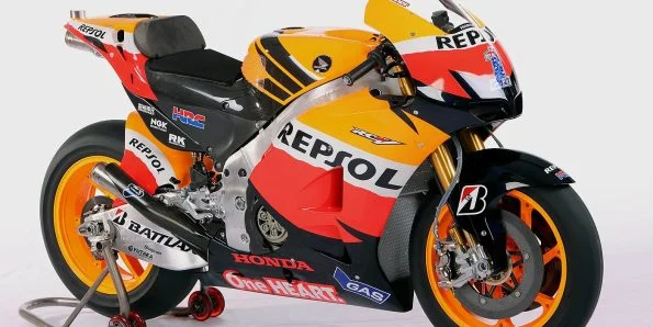 The 2012 Honda RC213V ridden by Casey Stoner, in Repsol colours