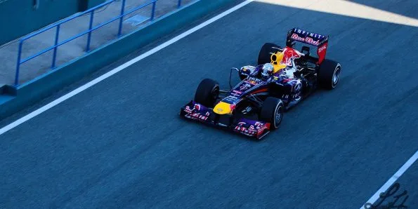 The Red Bull RB9 during testing at Jerez in 2013