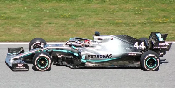 Lewis Hamilton driving the Mercedes W10 at the 2019 Austrian Grand Prix