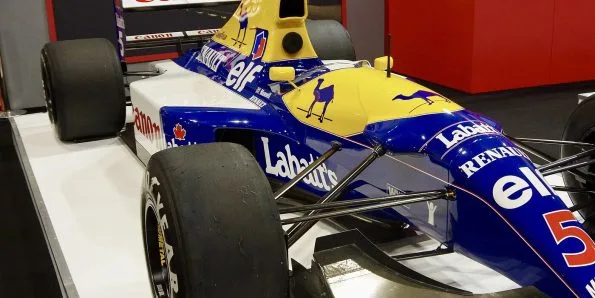 Nigel Mansell's 1992 Williams FW14B in Canon and Labatt's colours on display