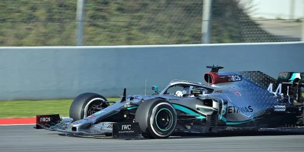 Lewis Hamilton driving the Mercedes W11 during 2020 pre-season testing